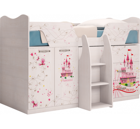 Кровать для девочки от 3 лет Принцесса №4 с ящиком, спальное место 190х90 см